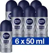 Bol.com NIVEA MEN Silver Protect Dynamic Power Deodorant Roller - 6 x 50 ml - Voordeelverpakking aanbieding