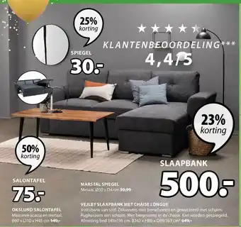 Jysk Okslund Salontafel, Marstal Spiegel Of Vejlby Slaapbank Met Chaise Longue 23% - 50% Korting aanbieding