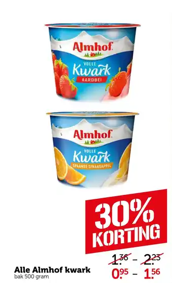 Coop Alle Almhof kwark 500gram aanbieding