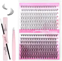 Amazon Fadlash individuele wimpers Cluster Lashes Kit 0,07 D krul 8-16mm 10D + 20D wimperverlenging Kit natuurlijke cluster wimpers aanbieding