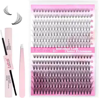 Amazon Fadlash individuele wimpers Cluster Lashes Kit 0,07 D krul 8-16mm 10D + 20D wimperverlenging Kit natuurlijke cluster wimpers aanbieding
