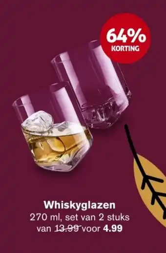 Hoogvliet Whiskyglazen 270 ml, set van 2 stuks aanbieding