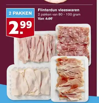 Hoogvliet Flinterdun Vleeswaren 2 pakken 80-100 gram aanbieding