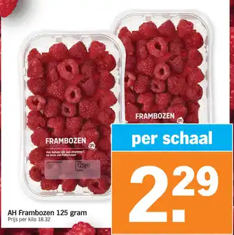 Albert Heijn AH Frambozen 125 gram aanbieding