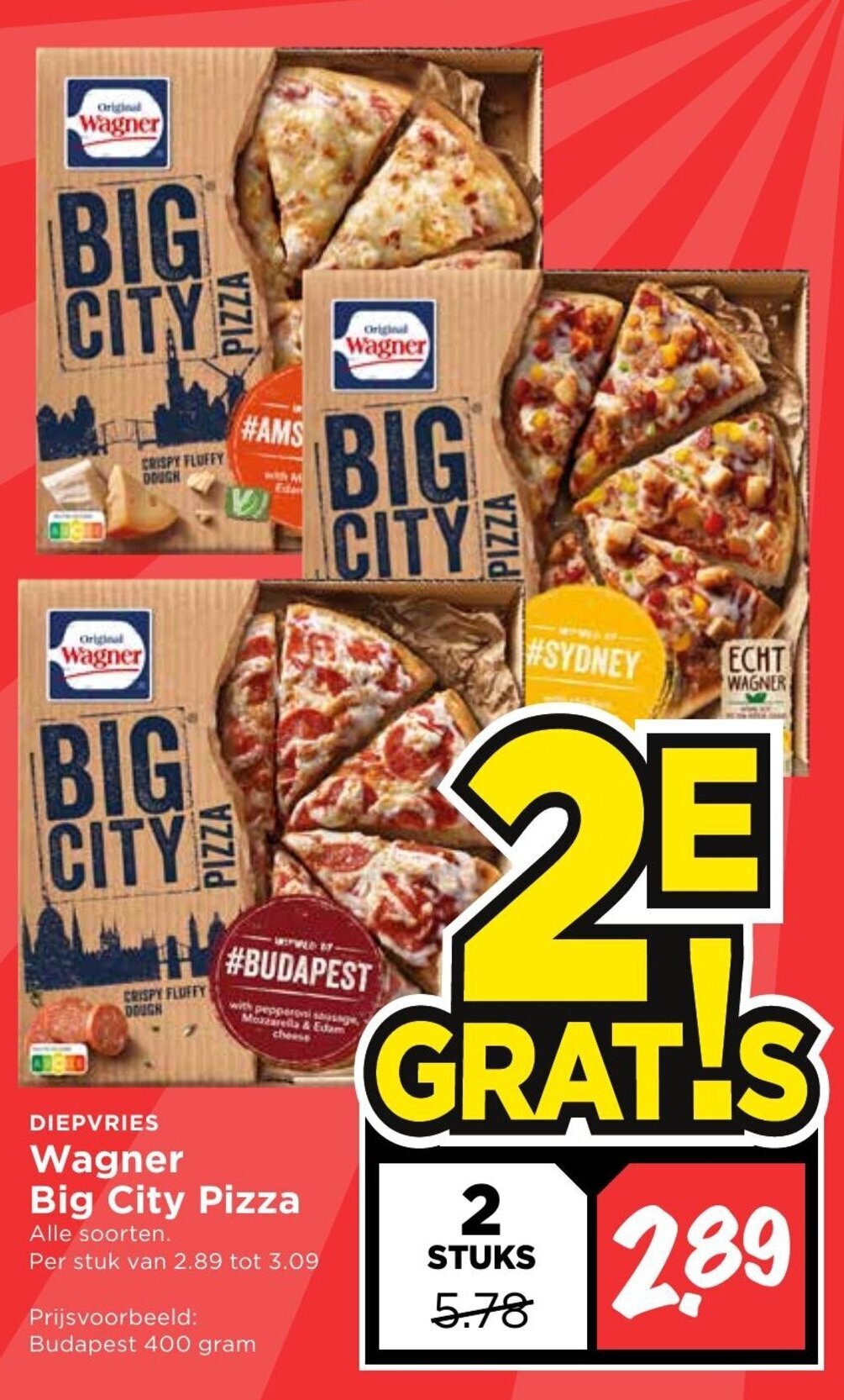 Wagner Big City Pizza 2 stuks aanbieding bij Vomar