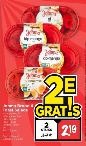 Vomar Voordeelmarkt Johma Brood & Toast Salade 2 stuks aanbieding