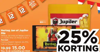 PLUS Hertog Jan of Jupiler Pils 24 x 30 cl aanbieding