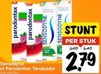 Vomar Voordeelmarkt Sensodyne of Parodontax Tandpasta aanbieding