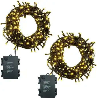 Amazon Lichtsnoer op batterijen 2 stuks, 50 leds 5 m led-lichtketting voor binnen en buiten, Fairy Lights met timer, 8 modi, Lichtsl aanbieding