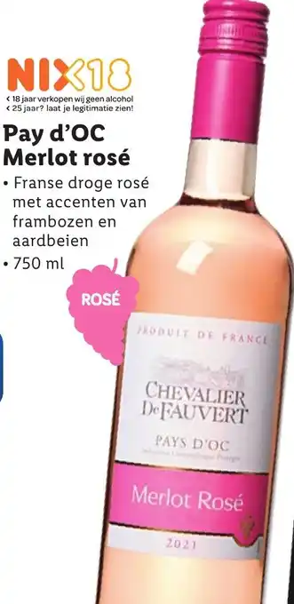 Lidl Pay d'OC Merlot rosé 750ml aanbieding