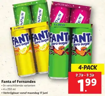 Lidl Fanta of Fernandes 4 x 250ml aanbieding