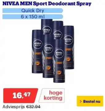 Bol.com NIVEA MEN Sport Deodorant Spray aanbieding