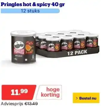 Bol.com Pringles hot & spicy 40 gr aanbieding