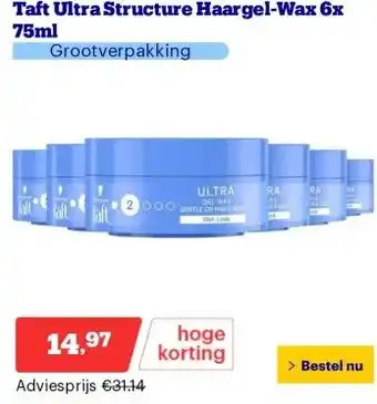 Bol.com Taft Ultra Structure Haargel-Wax 6x 75ml aanbieding