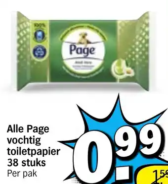 Albert Heijn Alle Page vochtig toiletpapier 38 stuks aanbieding