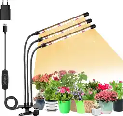 Amazon Niello 3 koppen plantenlamp, groeiende plantenlamp, led-tuinbouwlamp, auto - aan/uit 3/9/12 uur, volledig spectrum, groeilamp aanbieding