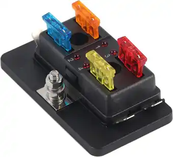 Amazon Yctze Fuse Block Fuse Box Holder DC 12V 4 Circuit Breaker ATC ATO met zekering en connectoren voor auto Bus Truck Auto Motor  aanbieding