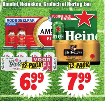 Dirk Amstel, Heineken, Grolsch of Hertog Jan 12-pack aanbieding