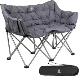 Amazon EVER ADVANCED Campingstoel, inklapbaar, vouwbank, XXL, voor 2 personen, klapstoel, gewatteerd, luxe hoge rugleuning, extra la aanbieding