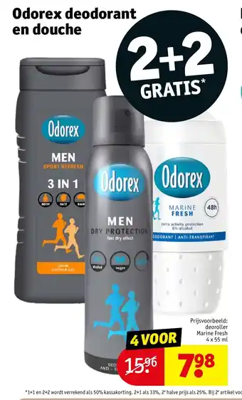 Kruidvat Odorex deodorant en douche aanbieding
