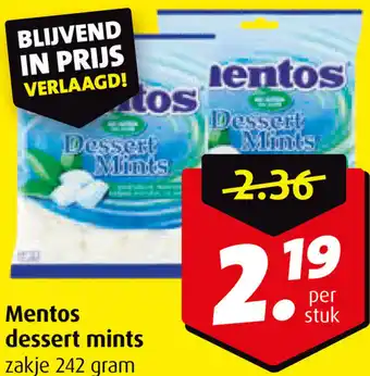 Boni Mentos dessert mints 242g aanbieding