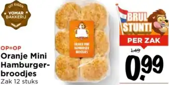 Vomar Voordeelmarkt Oranje Mini Hamburger broodjes 12 stuks aanbieding