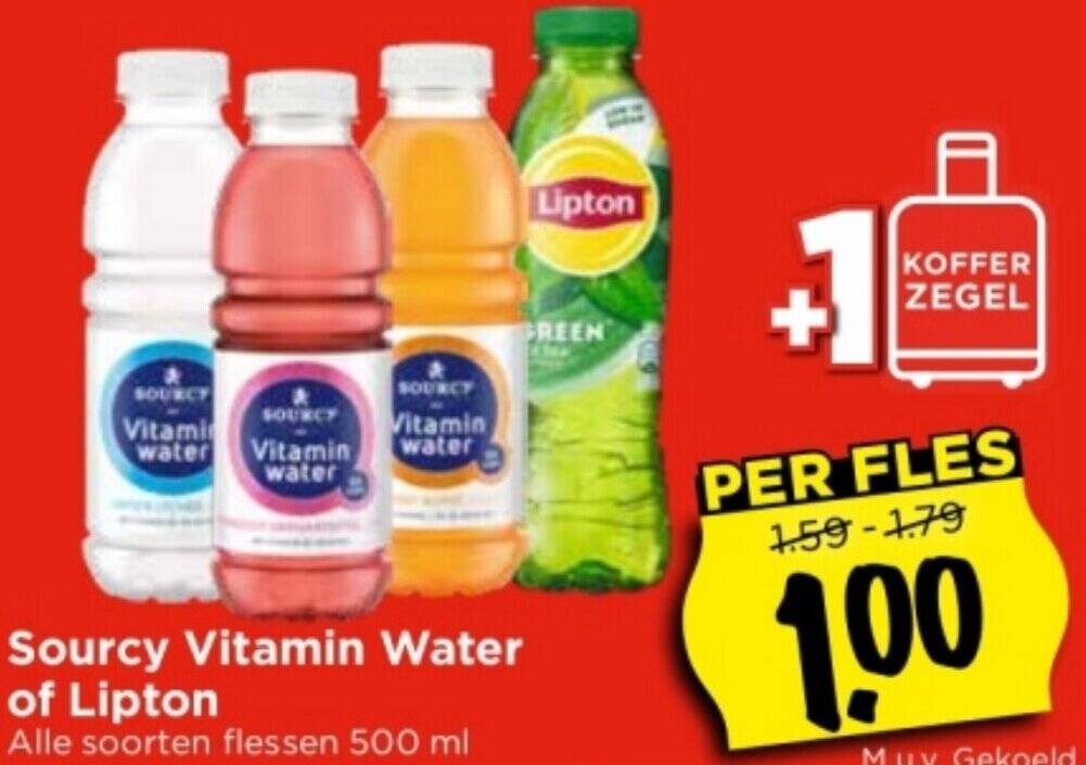 Sourcy Vitamin Water of Lipton 500ml aanbieding bij Vomar Voordeelmarkt