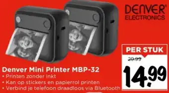 Vomar Voordeelmarkt Denver Mini Printer MBP-32 aanbieding