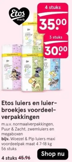 Etos luiers en luierbroekjes voordeelverpakking aanbieding