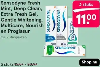 Etos Sensodyne Fresh Mint, Deep Clean, Extra Fresh Gel, Gentle Whitening, Multicare, Nourish en Proglasur aanbieding