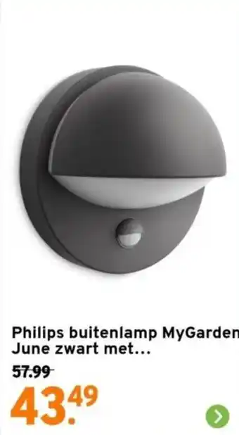 GAMMA Philips buitenlamp MyGarden June zwart met. aanbieding