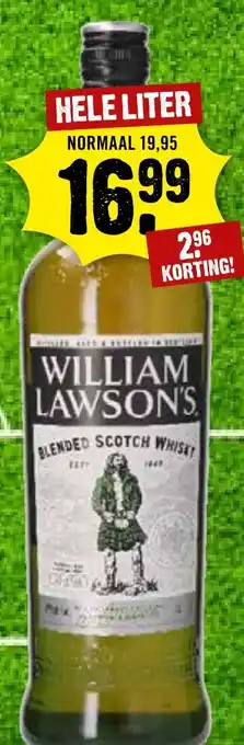 Dirck 3 WILLIAM LAWSON'S BLENDED SCOTCH WHISKY aanbieding