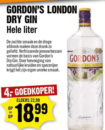 Dirck 3 GORDON'S LONDON DRY GIN Hele liter aanbieding