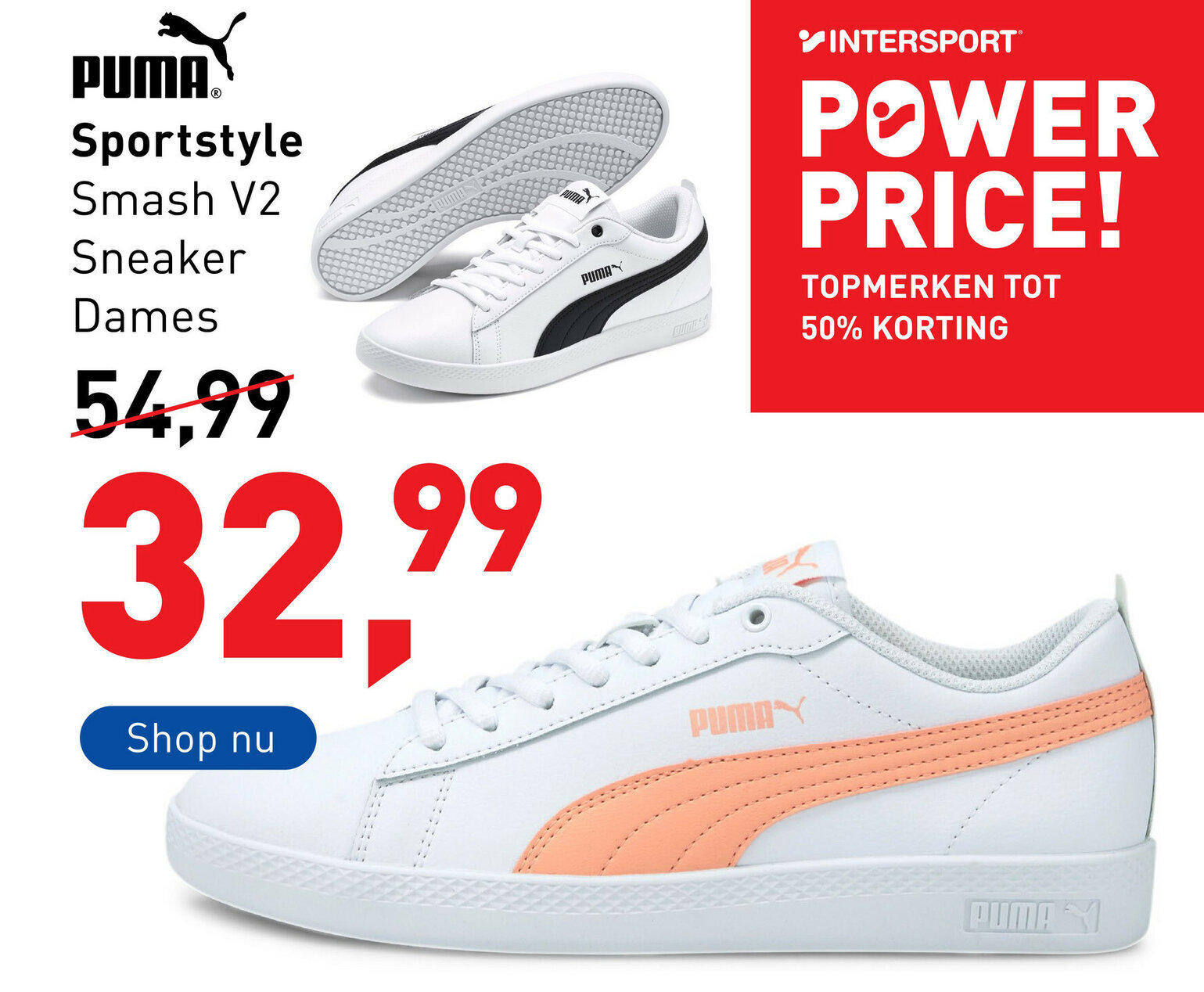 Puma Sportstyle Smash V2 Sneaker Dames aanbieding bij Intersport