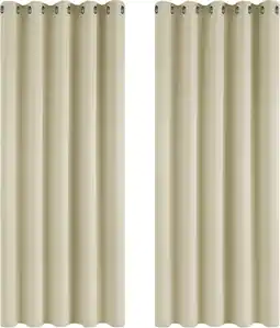 Amazon Deconovo Gordijnen Verduisterend, 2 stuks, Beige, Warmte-isolerend Gordijnen voor Woonkamer Slaapkamer met Oogjes, 168x229 cm aanbieding