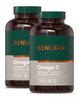 De Online Drogist Bonusan Omega-3 360mg EPA 240mg DHA Softgels Duoverpakking aanbieding