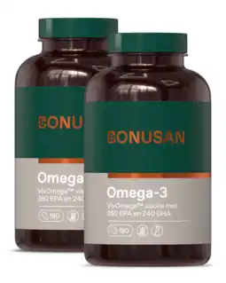 De Online Drogist Bonusan Omega-3 360mg EPA 240mg DHA Softgels Duoverpakking aanbieding