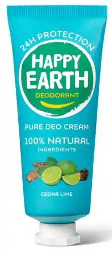 De Online Drogist Happy Earth Pure Deo Cream Cedar Lime aanbieding