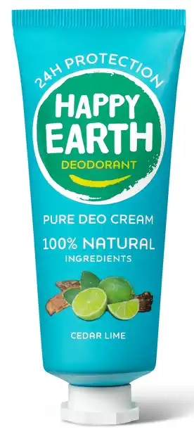 De Online Drogist Happy Earth Pure Deo Cream Cedar Lime aanbieding