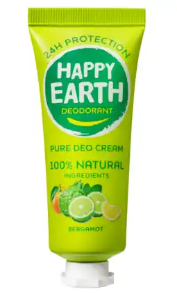 De Online Drogist Happy Earth Pure Deo Cream Bergamot aanbieding