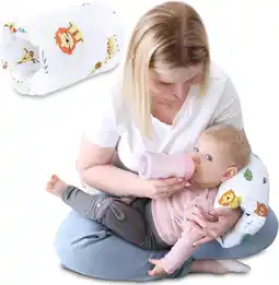 Amazon Voedingskussen klein Voedingsmof Ø20cm - mini baby katoenen armkussen voor borstvoeding en flesjes geven onderweg Safari wit aanbieding