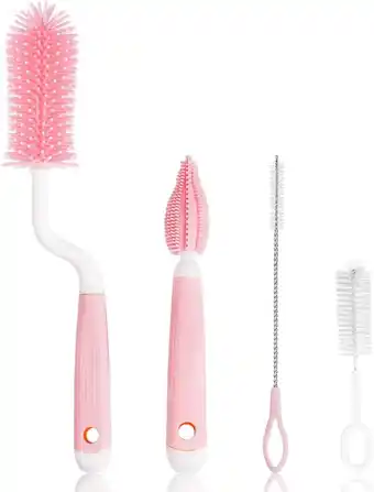 Amazon Vicloon Babyflesborstel, 3-in-1 fles- en speenreinigingsborstel, siliconen, voor waterflessen, babyflessen, glazen bekers, th aanbieding