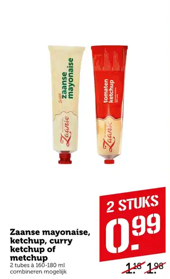 Coop Zaanse mayonaise, ketchup, curry ketchup of metchup aanbieding