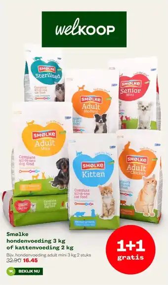 Welkoop Smølke hondenvoeding 3 kg of kattenvoeding 2 kg aanbieding