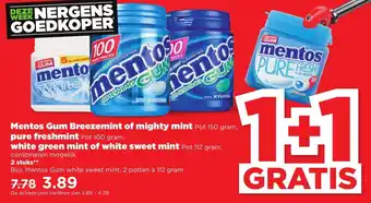 PLUS Mentos gum 1+1 aanbieding