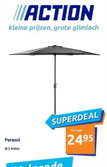 Action Parasol Ø 3 meter aanbieding
