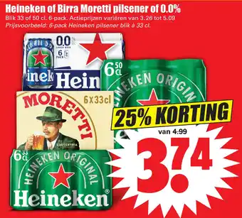 Dirk Heineken of Birra Moretti pilsener of 0.0% aanbieding