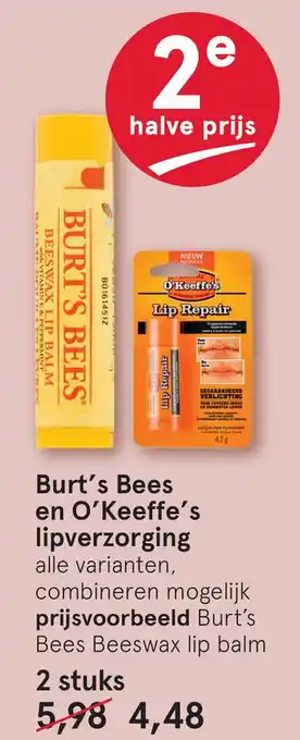 Etos Burt's Bees en O'Keeffe's lipverzorging aanbieding