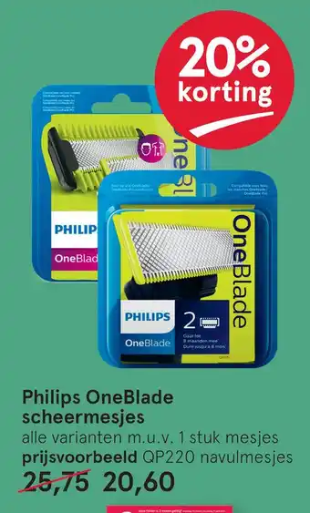 Etos Philips OneBlade scheermesjes aanbieding