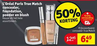 Kruidvat L'Oréal Paris True Match concealer, foundation, poeder en blush aanbieding